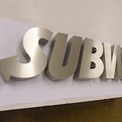 3d brushed stainless steel office logo